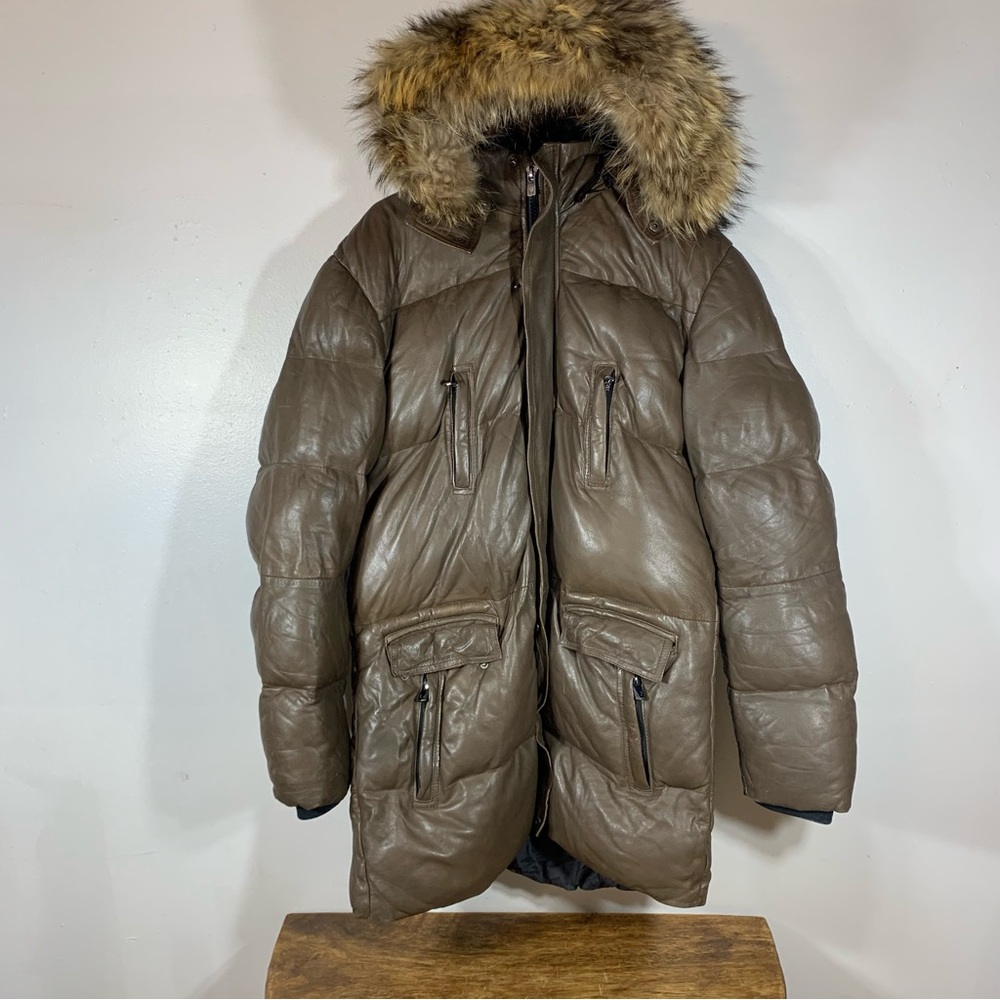 Bod and christenson unisex winter parka leather jacket - Picture 1 of 13